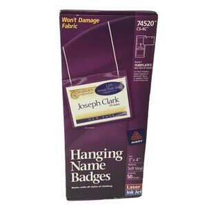 Avery Hanging Name Tags Badge Holders 50 Badges  3" x 4" Laser Inkjet‎ 74520